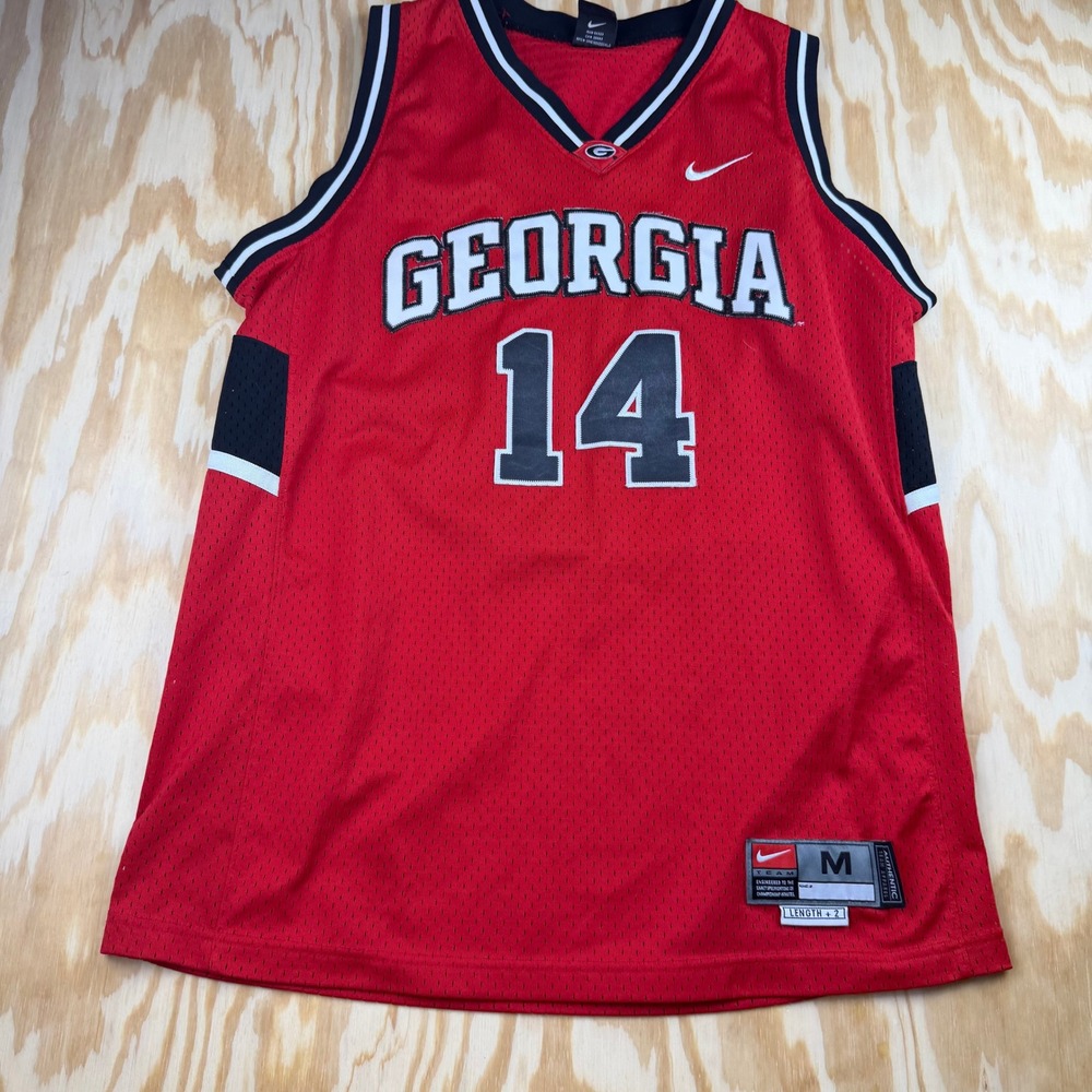 Nike Georgia Bulldogs #14 Basketball Jersey Red Mens Medium Authentic Team Mesh